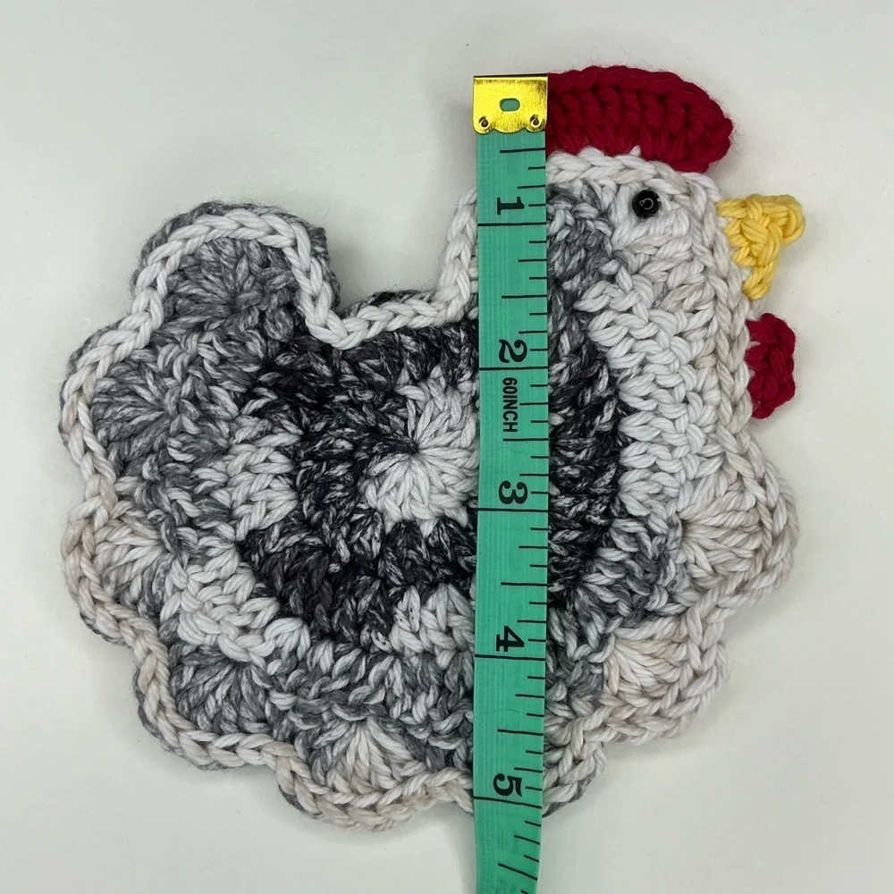 Chicken Cup Mug Coasters Set of‎ 4 Handcrafted Crochet by Seller Cotton